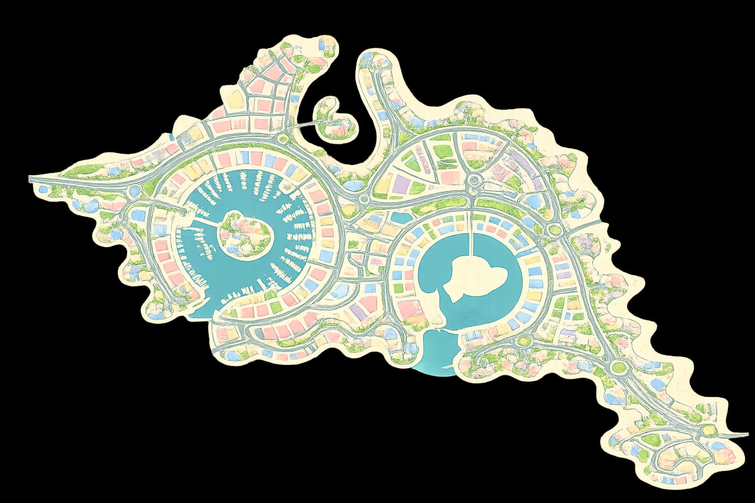 Pastel map of The Pearl Island